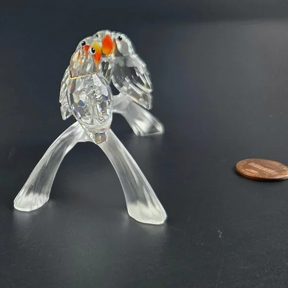 Vintage Swarovski “Feathered Beauties” Baby Lovebirds Figurine — No Box - Picture 7 of 11